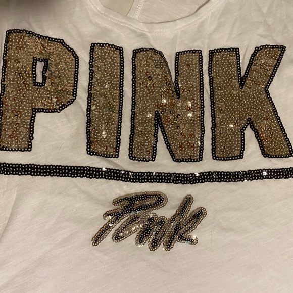 Pink victoria secret tank top. Pink VS sparkle tank top. Sequence tank top - Picture 3 of 6